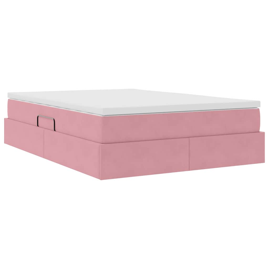 Opbergbed met matras met matras Roze 140 x 200 cm Fluweel is nu te koop bij PeponiXL, paradijselijk wonen!