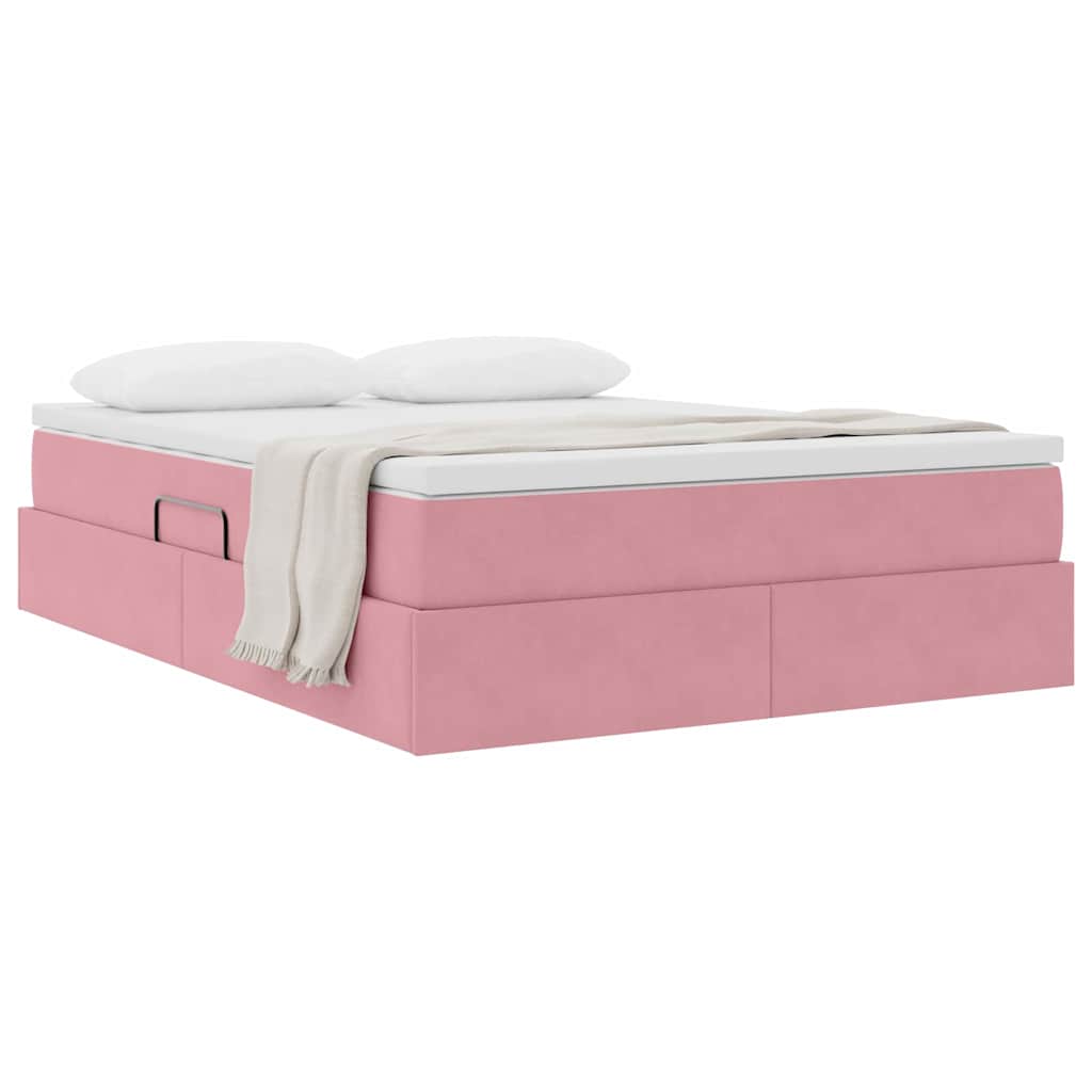Opbergbed met matras met matras Roze 140 x 200 cm Fluweel is nu te koop bij PeponiXL, paradijselijk wonen!
