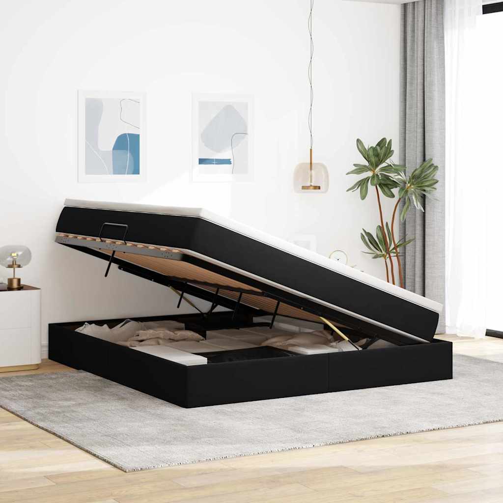 Opbergbed met matras met matras Zwart 160 x 200 cm Fluweel is nu te koop bij PeponiXL, paradijselijk wonen!