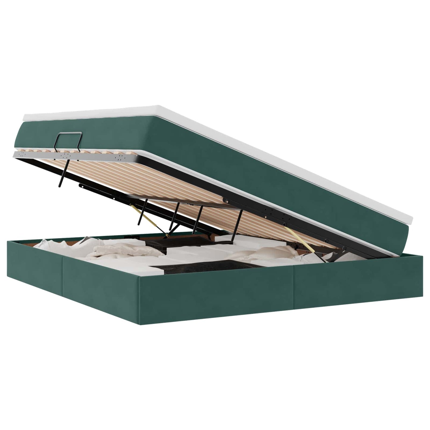 Opbergbed met matras Donkergroen 160 x 200 cm Fluweel is nu te koop bij PeponiXL, paradijselijk wonen!