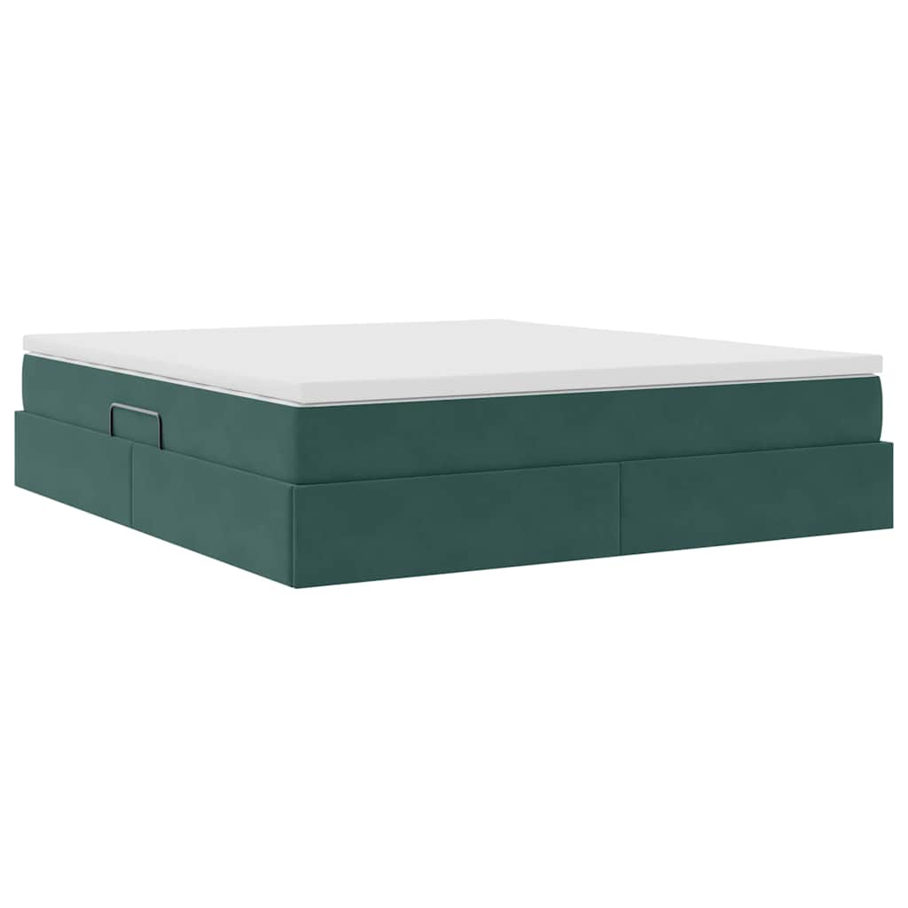 Opbergbed met matras Donkergroen 160 x 200 cm Fluweel is nu te koop bij PeponiXL, paradijselijk wonen!