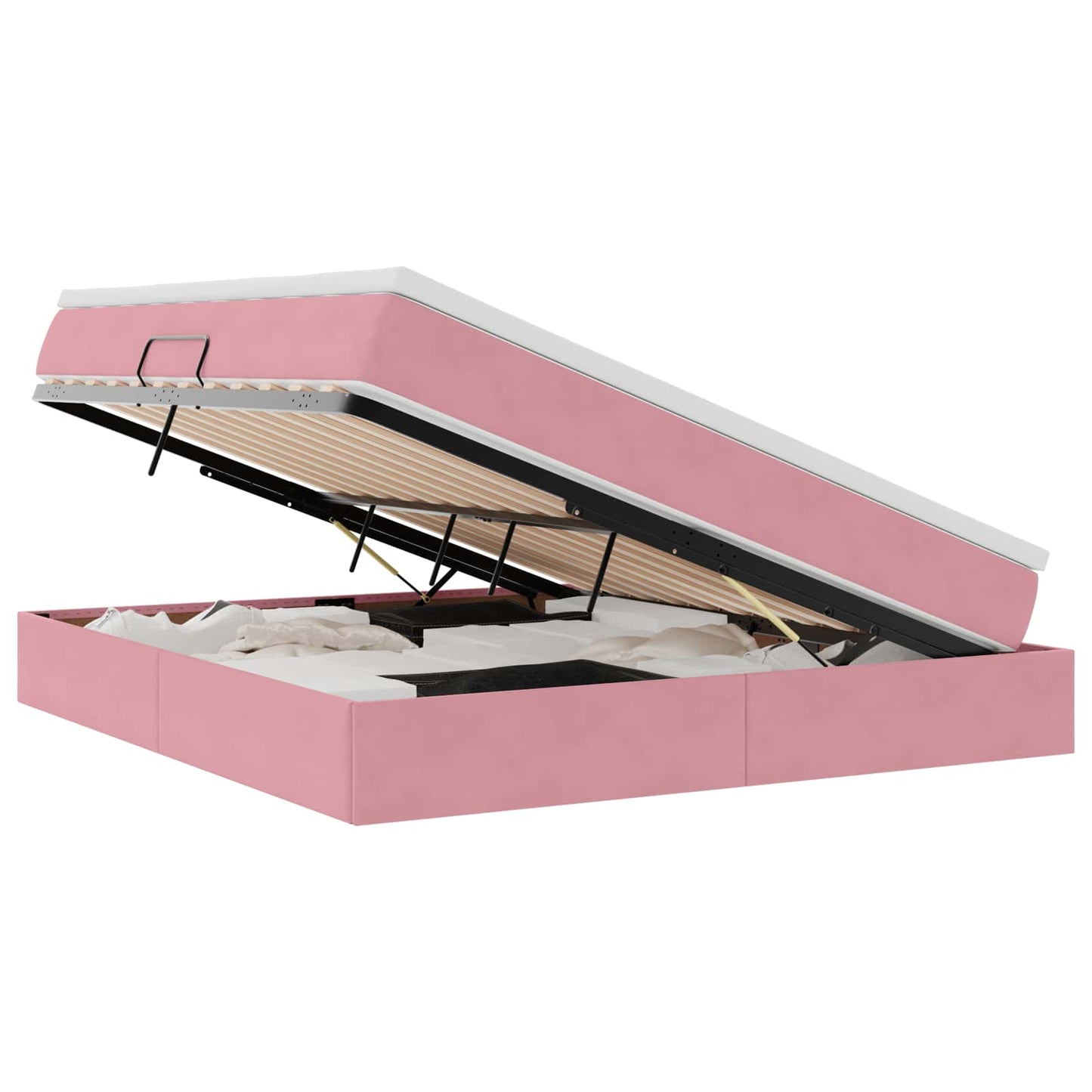 Opbergbed met matras met matras Roze 160 x 200 cm Fluweel is nu te koop bij PeponiXL, paradijselijk wonen!