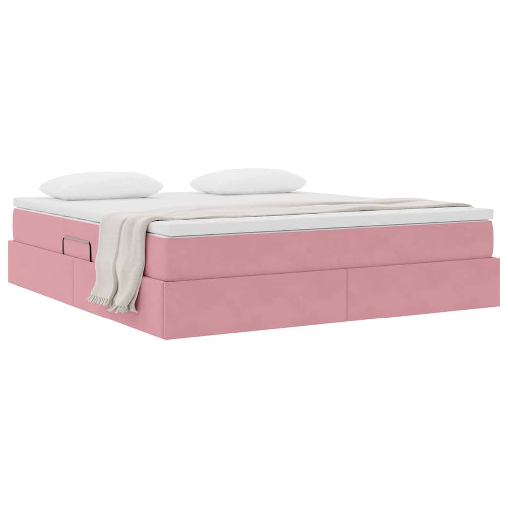 Opbergbed met matras met matras Roze 160 x 200 cm Fluweel is nu te koop bij PeponiXL, paradijselijk wonen!