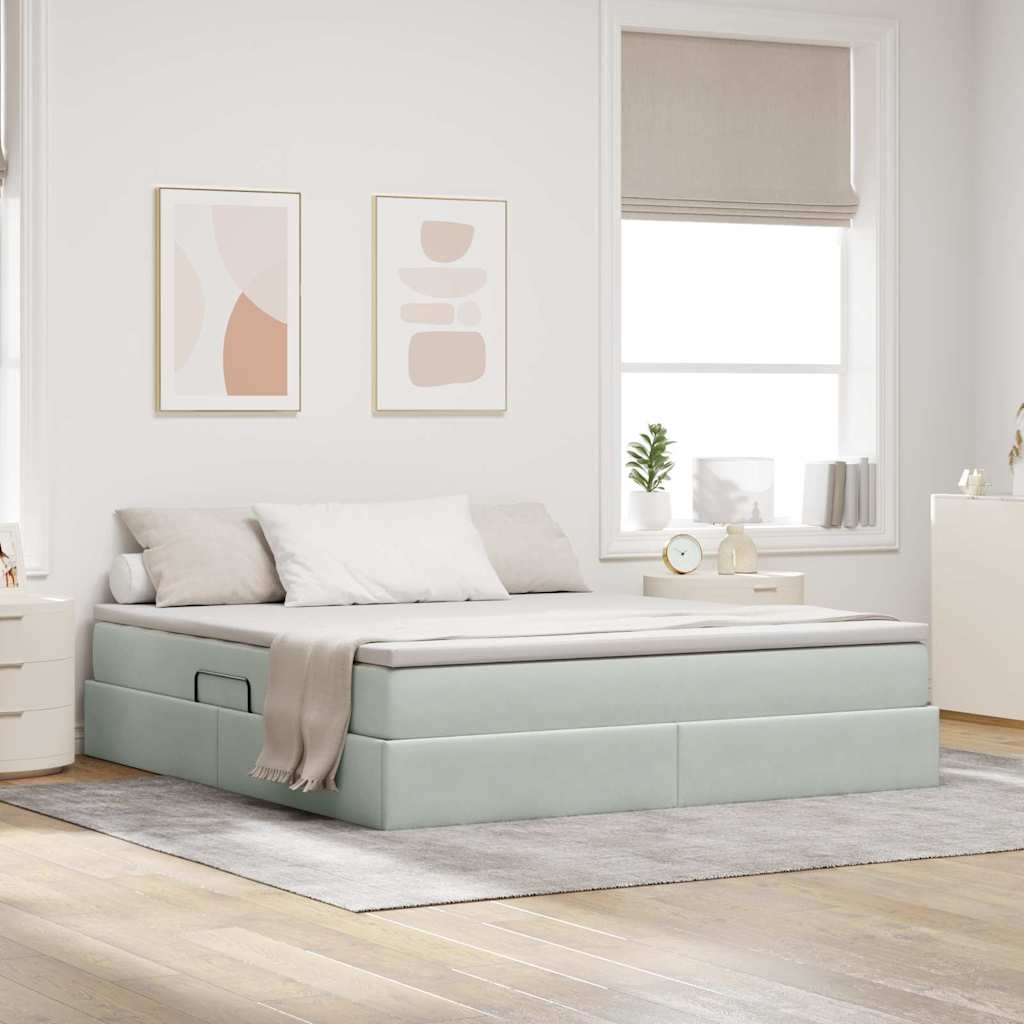 Opbergbed met matras met matras Lichtgrijs 180 x 200 cm Fluweel is nu te koop bij PeponiXL, paradijselijk wonen!
