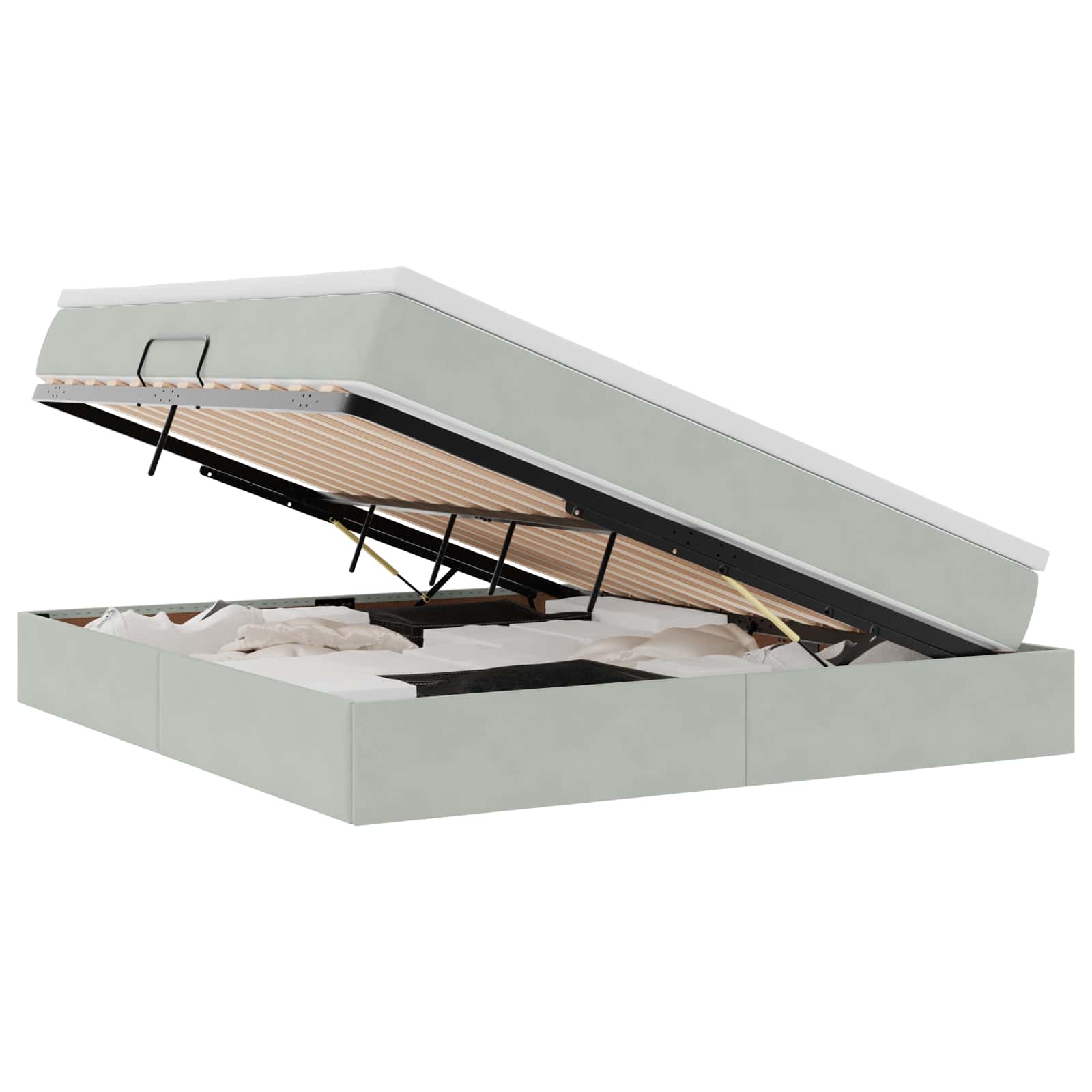 Opbergbed met matras met matras Lichtgrijs 180 x 200 cm Fluweel is nu te koop bij PeponiXL, paradijselijk wonen!