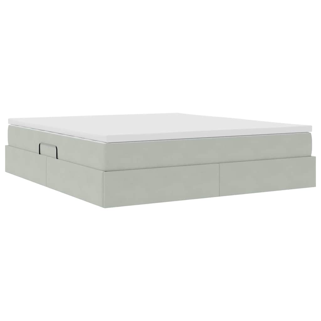 Opbergbed met matras met matras Lichtgrijs 180 x 200 cm Fluweel is nu te koop bij PeponiXL, paradijselijk wonen!