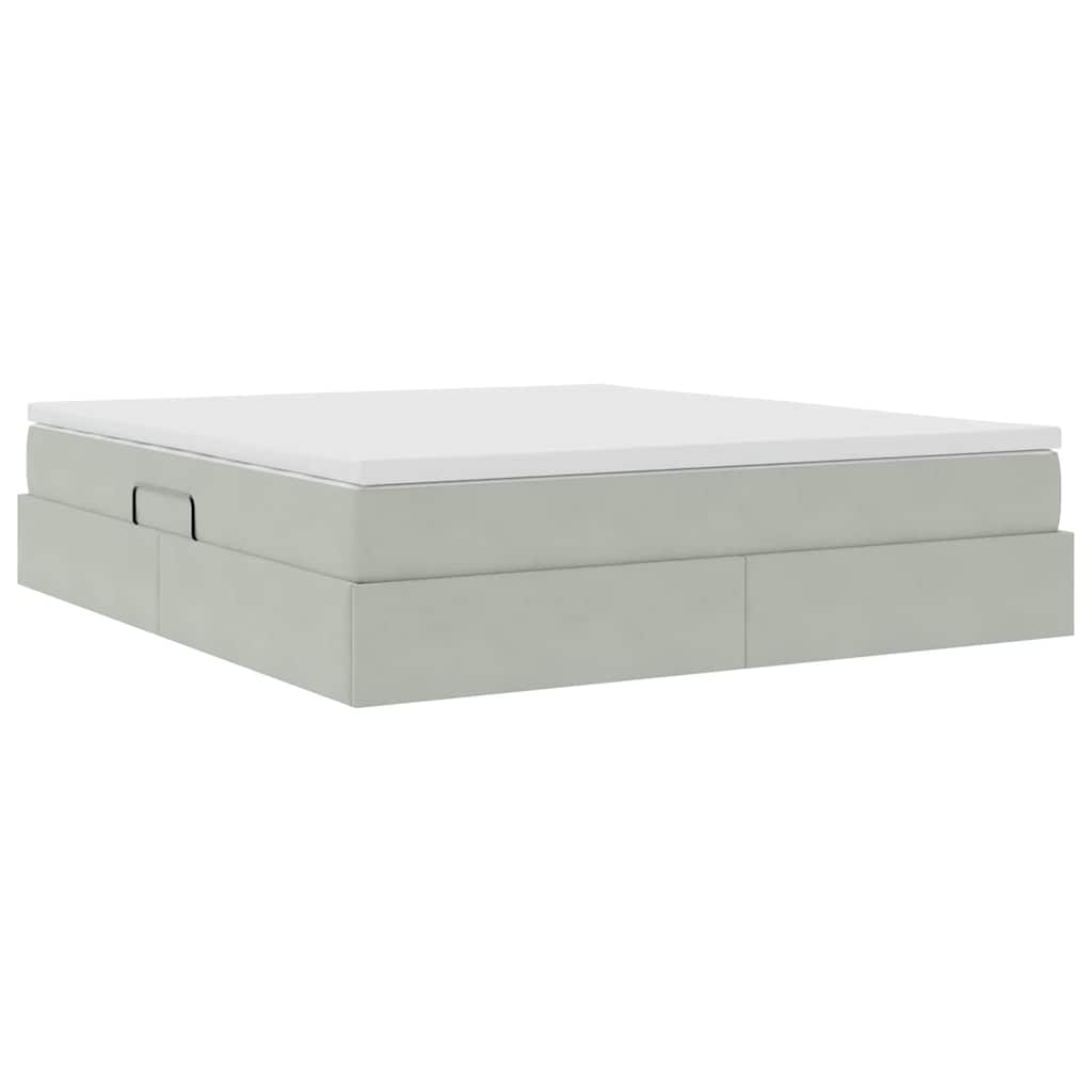 Opbergbed met matras met matras Lichtgrijs 180 x 200 cm Fluweel is nu te koop bij PeponiXL, paradijselijk wonen!