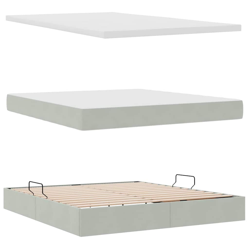 Opbergbed met matras met matras Lichtgrijs 180 x 200 cm Fluweel is nu te koop bij PeponiXL, paradijselijk wonen!