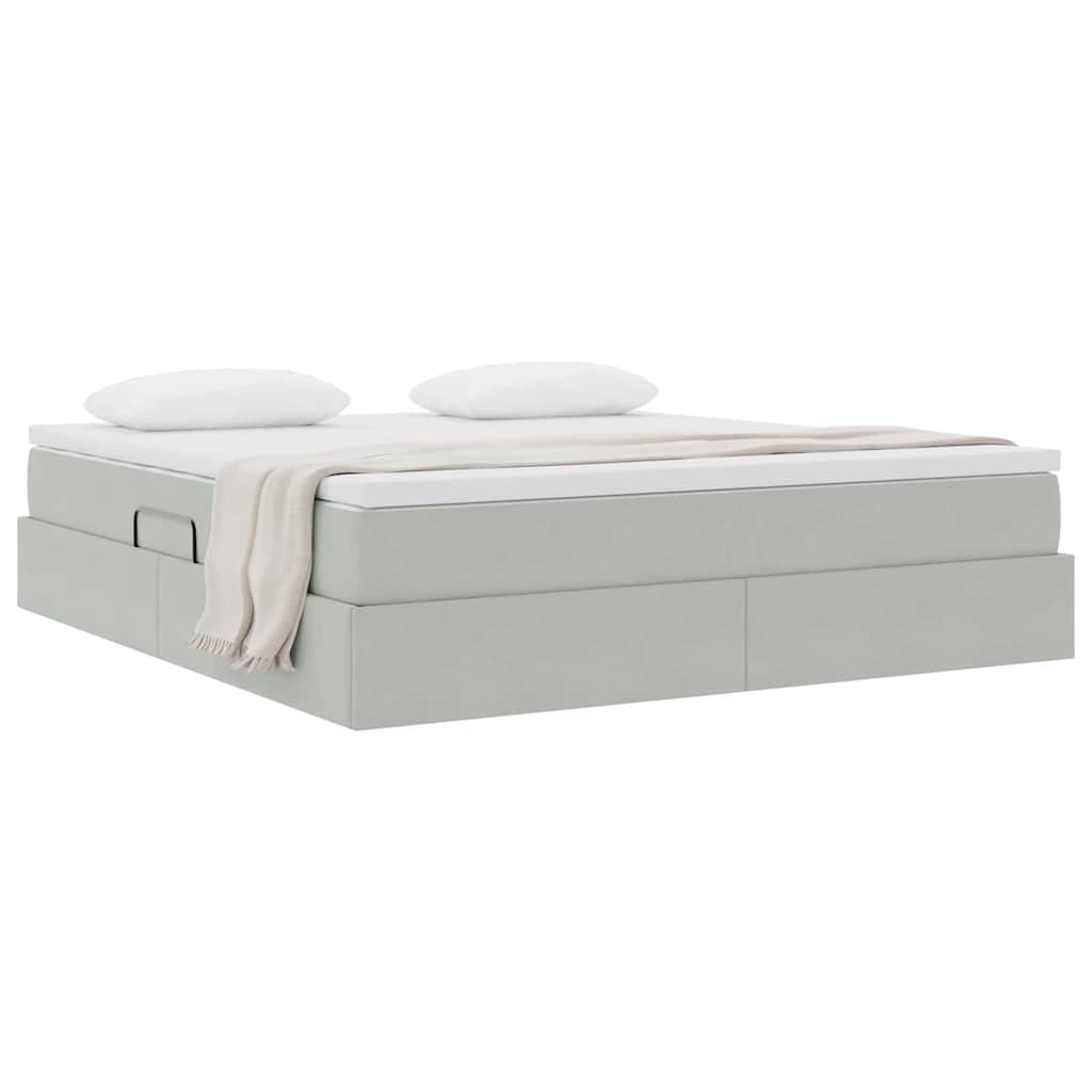 Opbergbed met matras met matras Lichtgrijs 180 x 200 cm Fluweel is nu te koop bij PeponiXL, paradijselijk wonen!