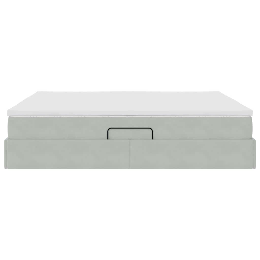 Opbergbed met matras met matras Lichtgrijs 180 x 200 cm Fluweel is nu te koop bij PeponiXL, paradijselijk wonen!