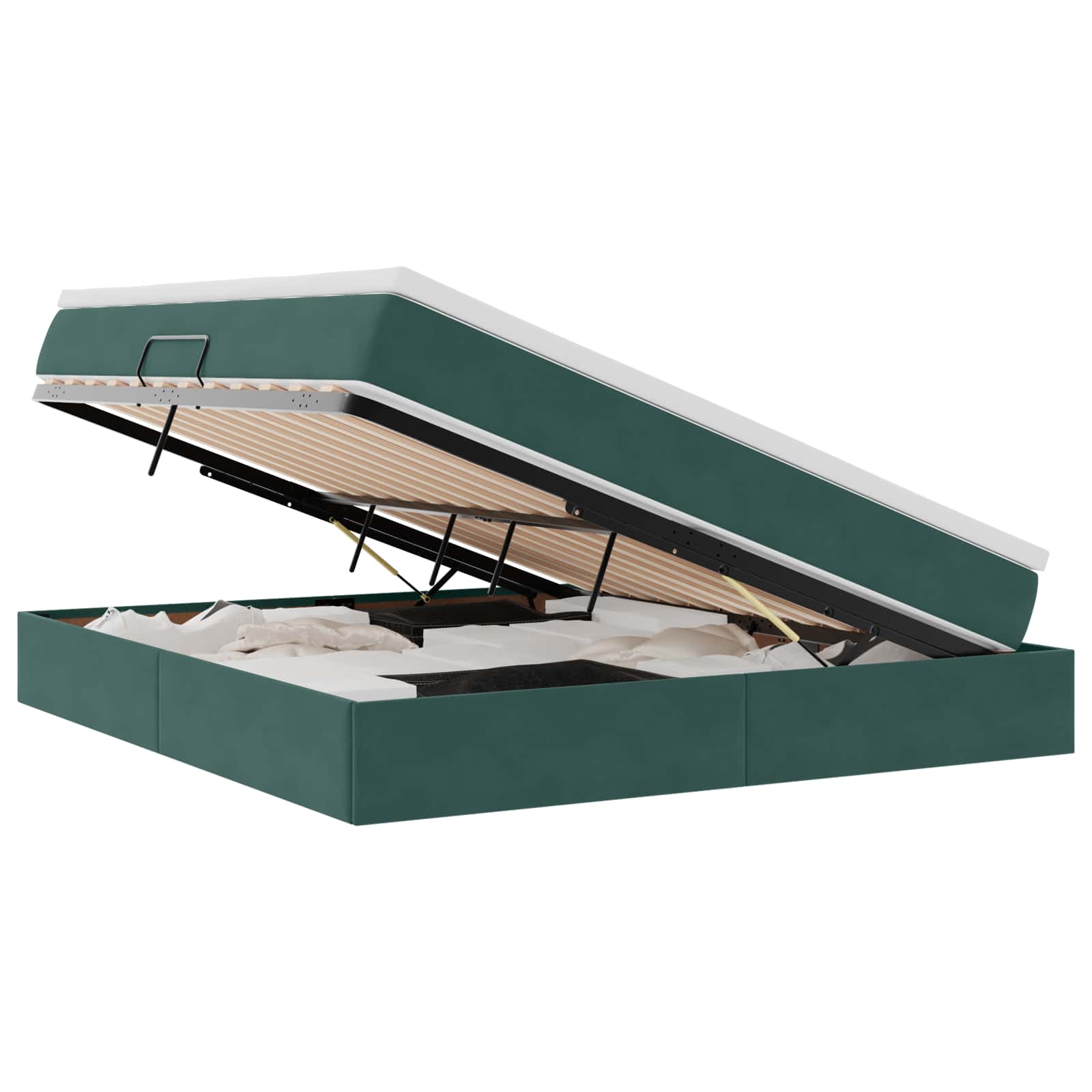 Opbergbed met matras Donkergroen 180 x 200 cm Fluweel is nu te koop bij PeponiXL, paradijselijk wonen!