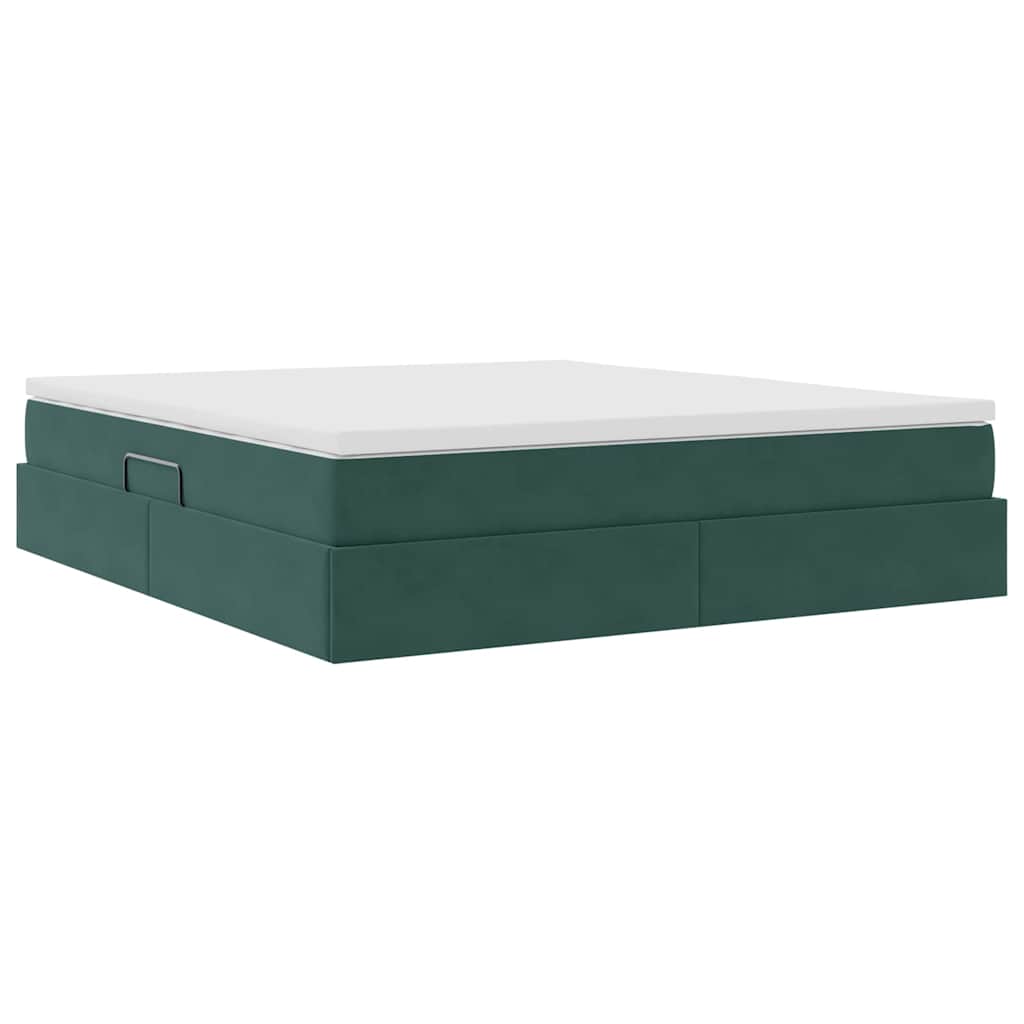 Opbergbed met matras Donkergroen 180 x 200 cm Fluweel is nu te koop bij PeponiXL, paradijselijk wonen!