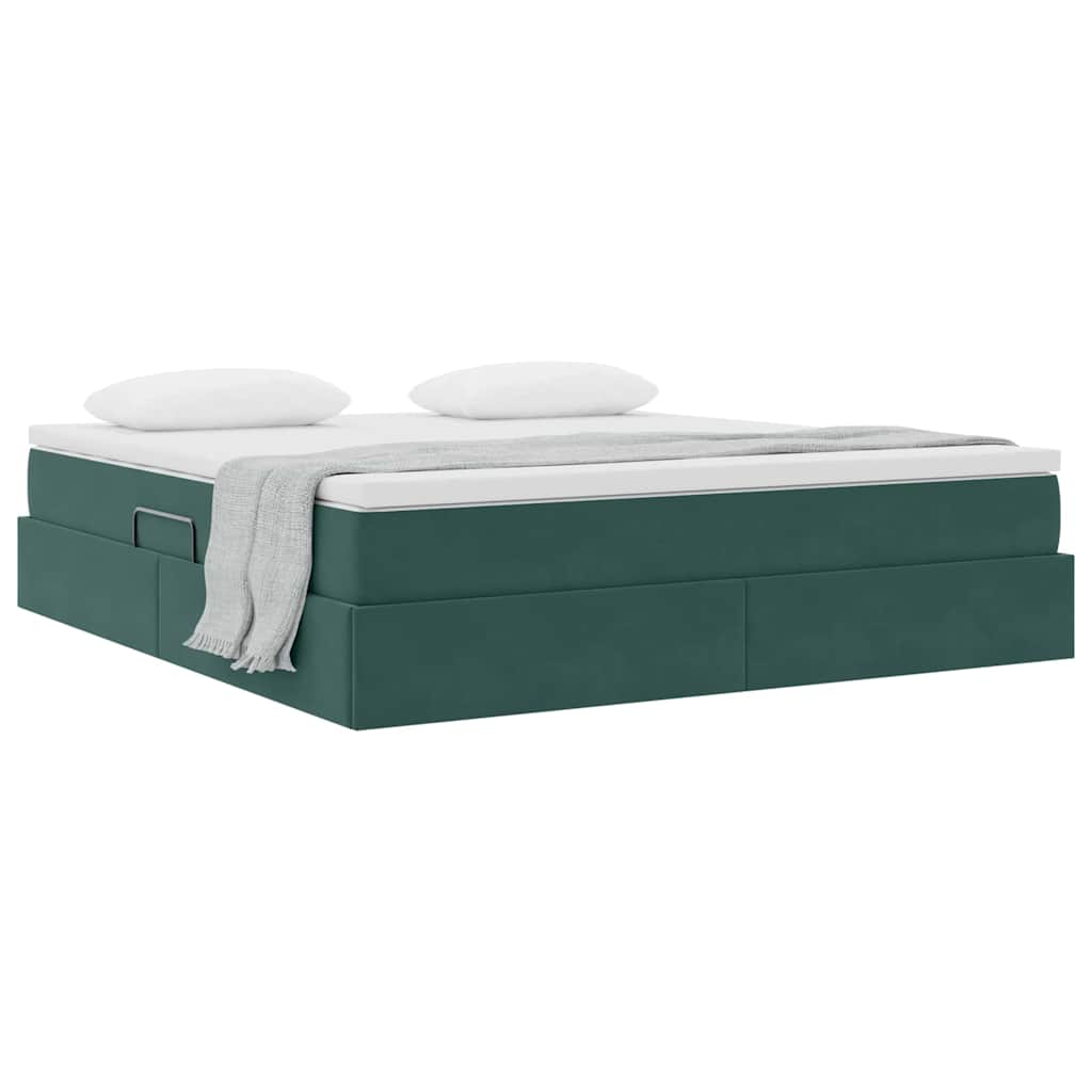 Opbergbed met matras Donkergroen 180 x 200 cm Fluweel is nu te koop bij PeponiXL, paradijselijk wonen!