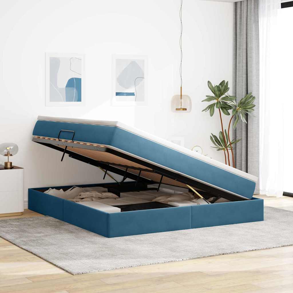 Opbergbed met matras Donkerblauw 180 x 200 cm Fluweel is nu te koop bij PeponiXL, paradijselijk wonen!