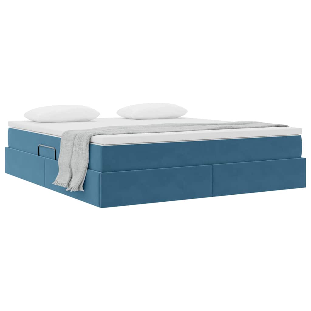 Opbergbed met matras Donkerblauw 180 x 200 cm Fluweel is nu te koop bij PeponiXL, paradijselijk wonen!