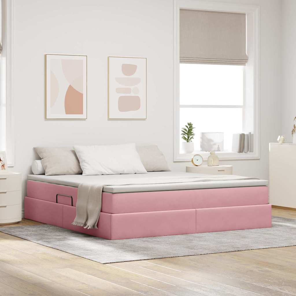 Opbergbed met matras met matras Roze 180 x 200 cm Fluweel is nu te koop bij PeponiXL, paradijselijk wonen!