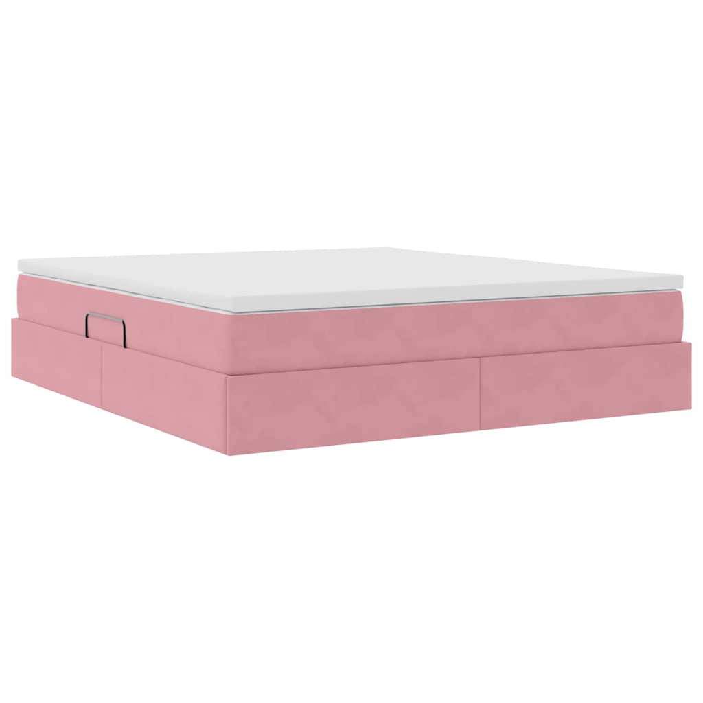 Opbergbed met matras met matras Roze 180 x 200 cm Fluweel is nu te koop bij PeponiXL, paradijselijk wonen!