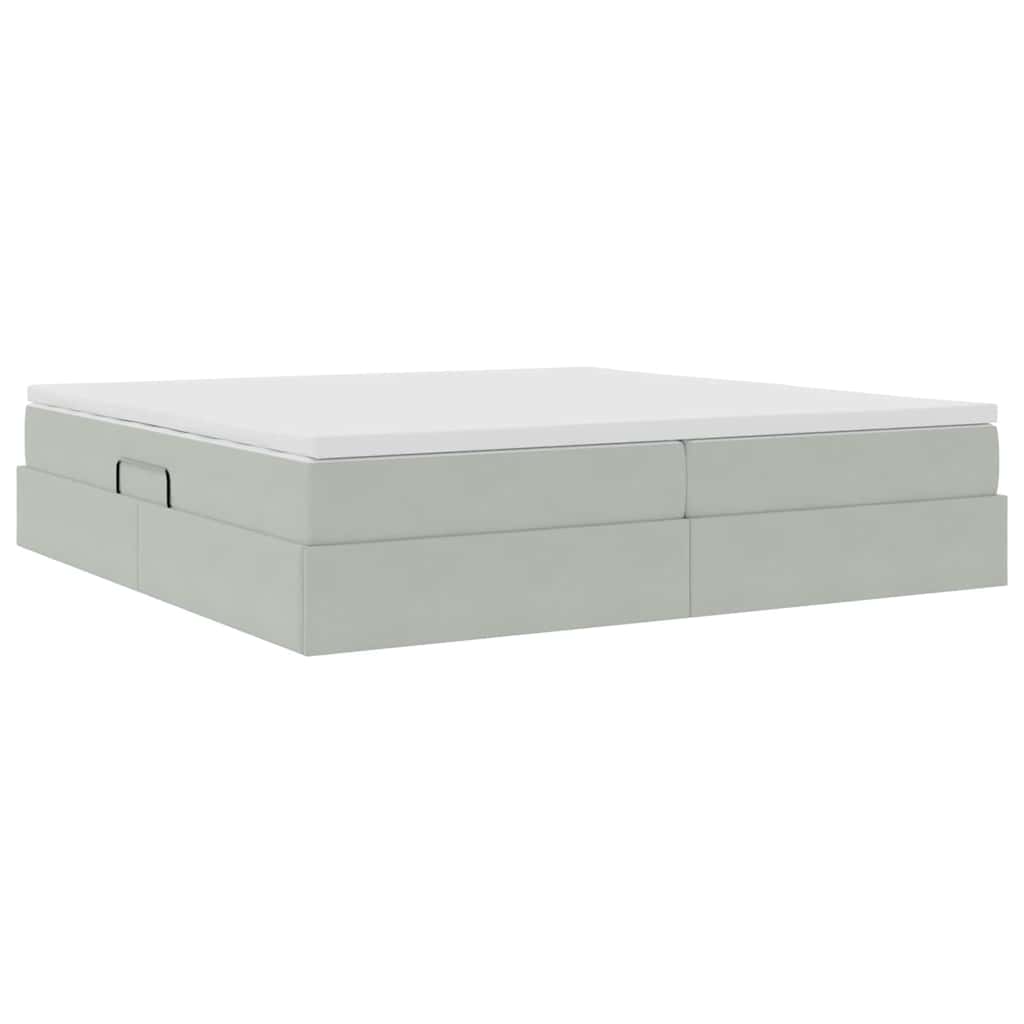 Opbergbed met matras met matras Lichtgrijs 200 x 200 cm Fluweel is nu te koop bij PeponiXL, paradijselijk wonen!