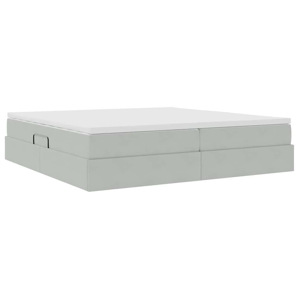 Opbergbed met matras met matras Lichtgrijs 200 x 200 cm Fluweel is nu te koop bij PeponiXL, paradijselijk wonen!