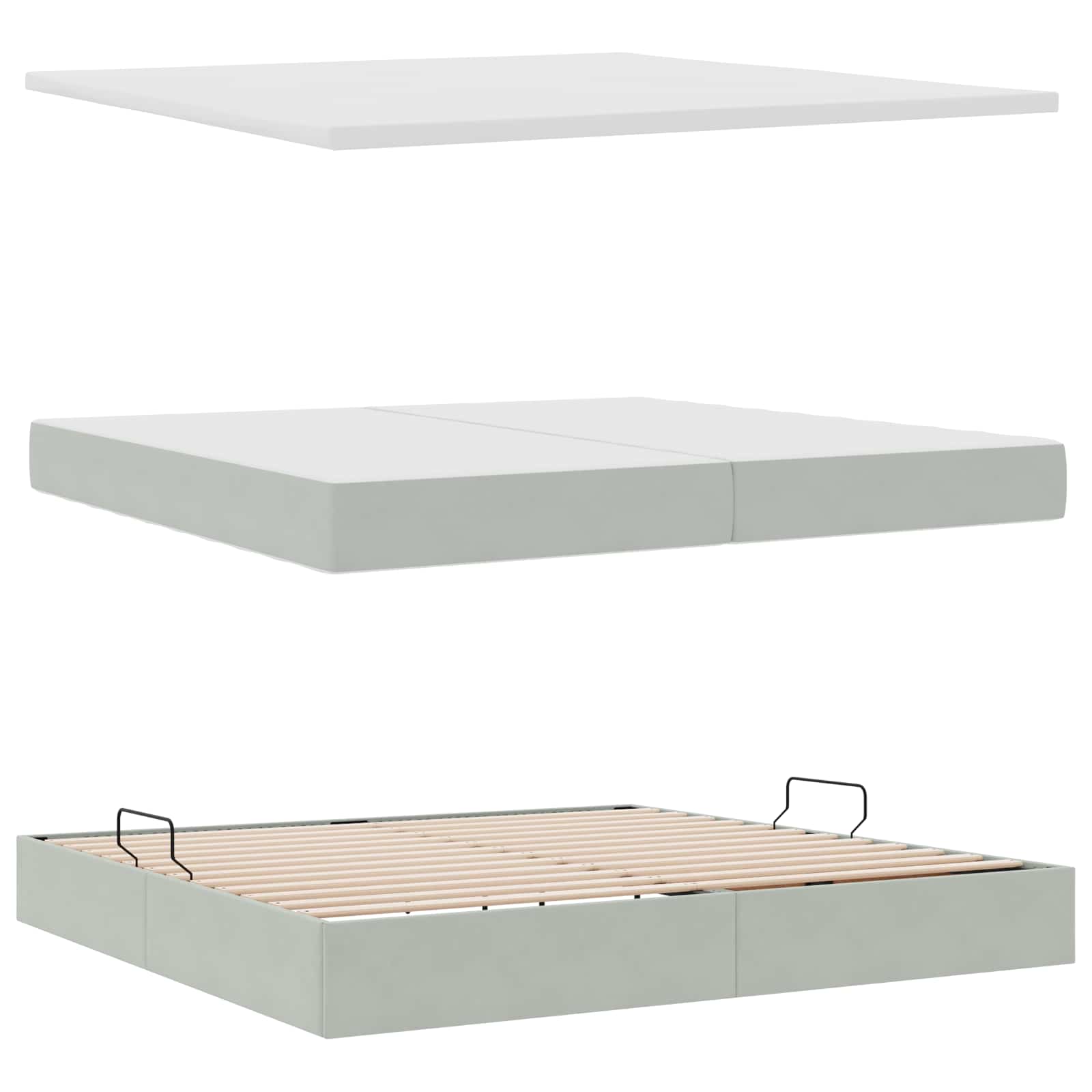Opbergbed met matras met matras Lichtgrijs 200 x 200 cm Fluweel is nu te koop bij PeponiXL, paradijselijk wonen!