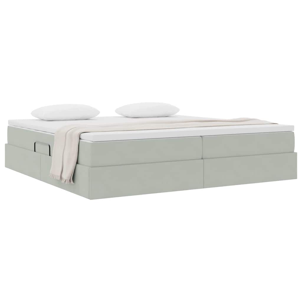 Opbergbed met matras met matras Lichtgrijs 200 x 200 cm Fluweel is nu te koop bij PeponiXL, paradijselijk wonen!