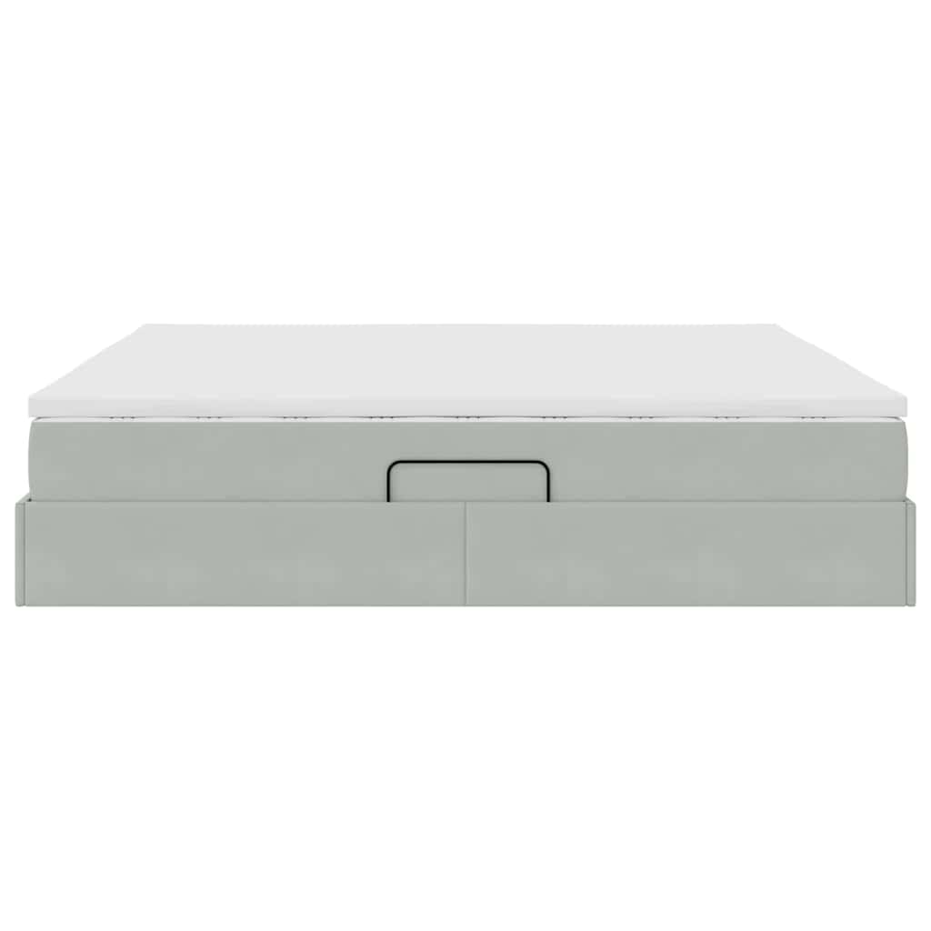 Opbergbed met matras met matras Lichtgrijs 200 x 200 cm Fluweel is nu te koop bij PeponiXL, paradijselijk wonen!