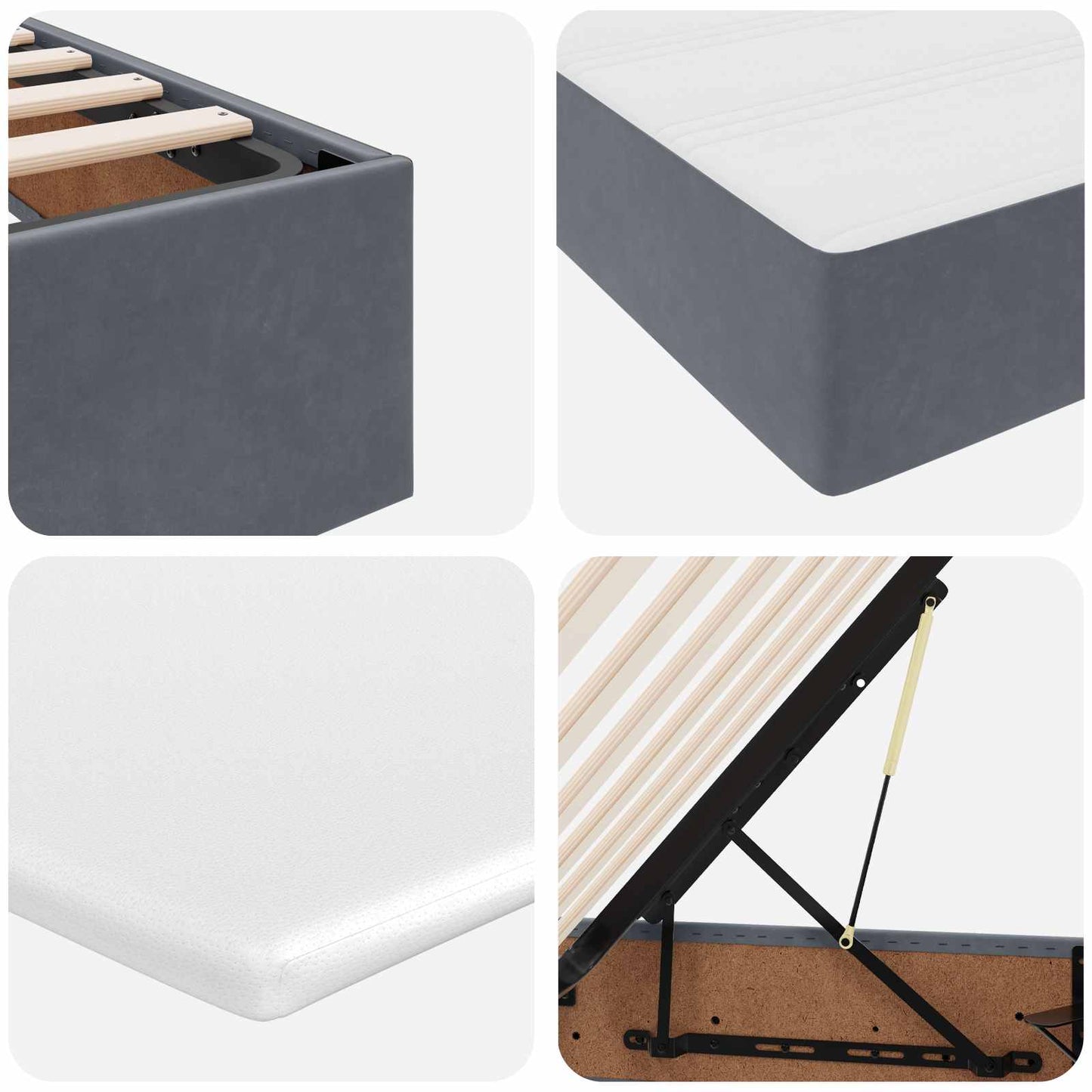 Opbergbed met matras Donkergrijs 200 x 200 cm Fluweel is nu te koop bij PeponiXL, paradijselijk wonen!