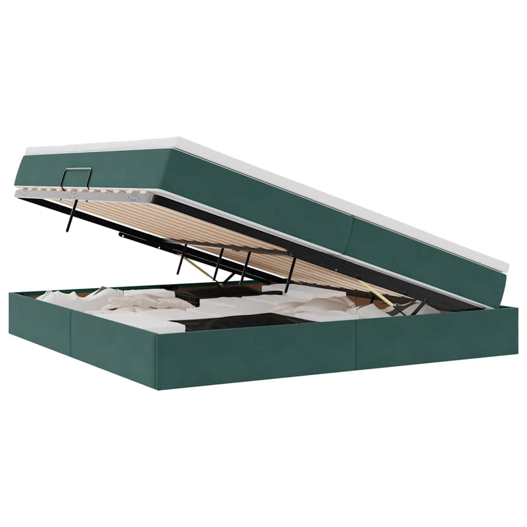 Opbergbed met matras Donkergroen 200 x 200 cm Fluweel is nu te koop bij PeponiXL, paradijselijk wonen!