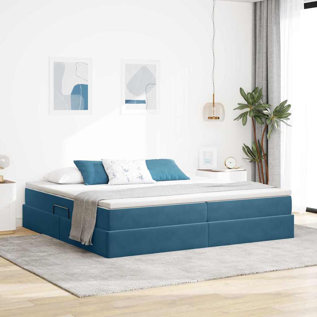 Opbergbed met matras Donkerblauw 200 x 200 cm Fluweel is nu te koop bij PeponiXL, paradijselijk wonen!