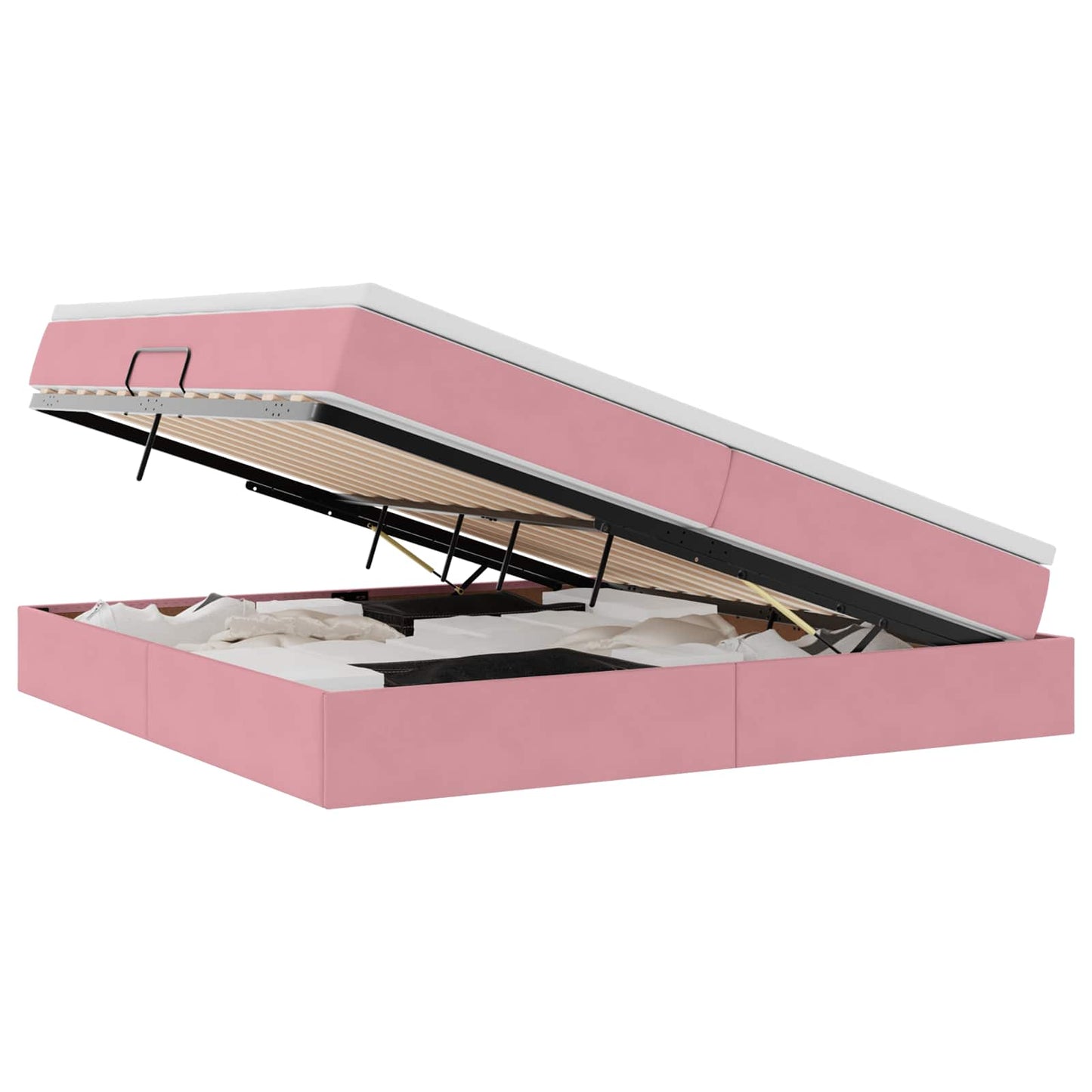 Opbergbed met matras met matras Roze 200 x 200 cm Fluweel is nu te koop bij PeponiXL, paradijselijk wonen!