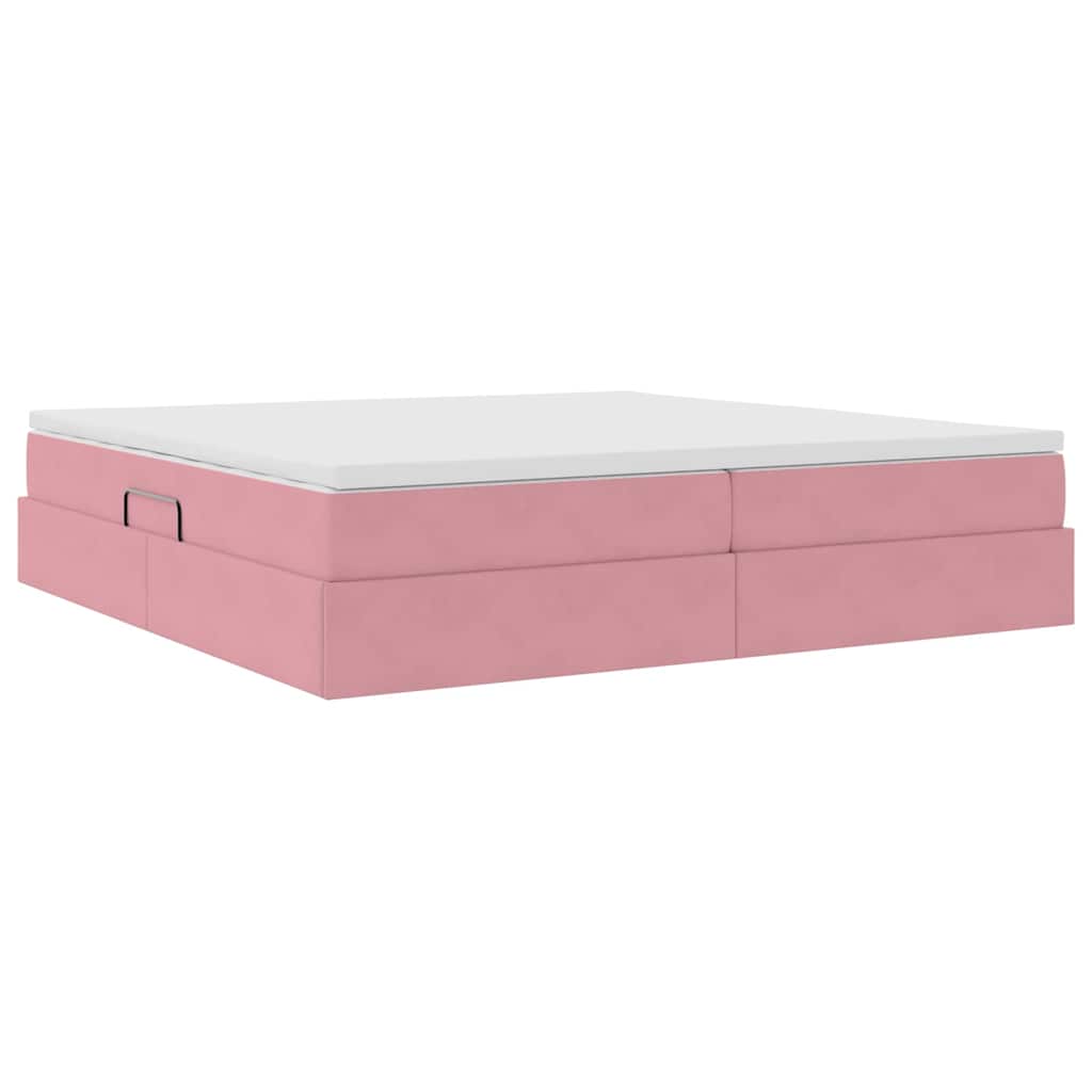 Opbergbed met matras met matras Roze 200 x 200 cm Fluweel is nu te koop bij PeponiXL, paradijselijk wonen!