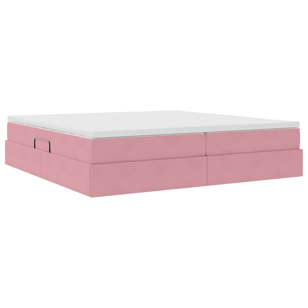 Opbergbed met matras met matras Roze 200 x 200 cm Fluweel is nu te koop bij PeponiXL, paradijselijk wonen!