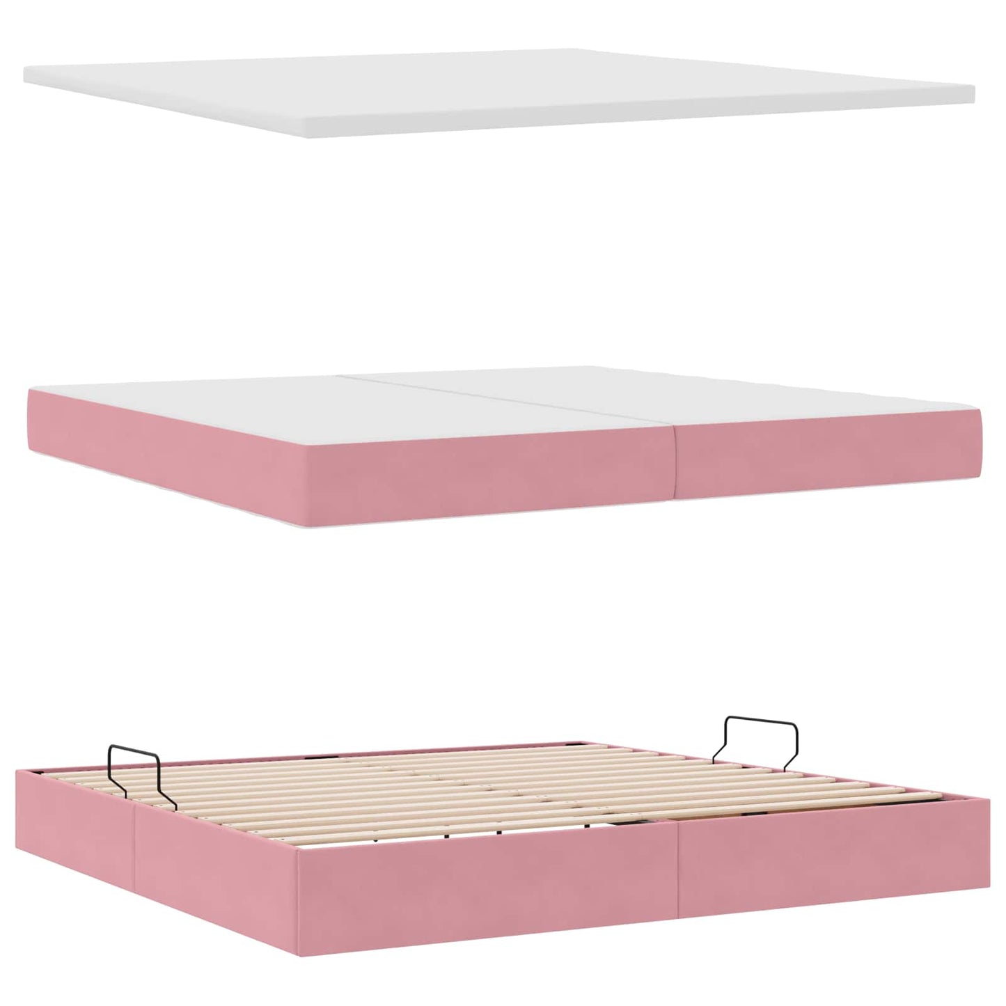 Opbergbed met matras met matras Roze 200 x 200 cm Fluweel is nu te koop bij PeponiXL, paradijselijk wonen!