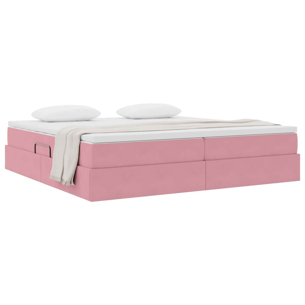 Opbergbed met matras met matras Roze 200 x 200 cm Fluweel is nu te koop bij PeponiXL, paradijselijk wonen!