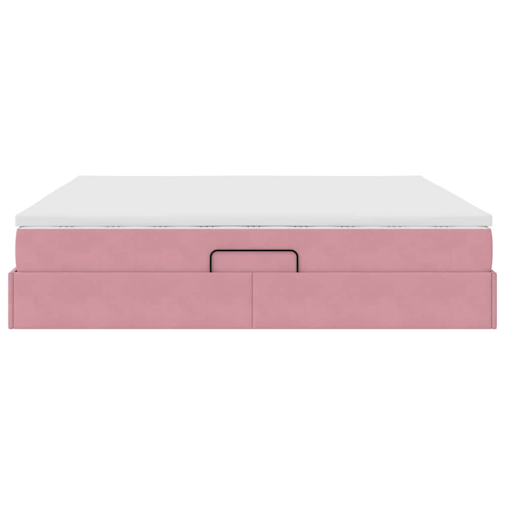 Opbergbed met matras met matras Roze 200 x 200 cm Fluweel is nu te koop bij PeponiXL, paradijselijk wonen!