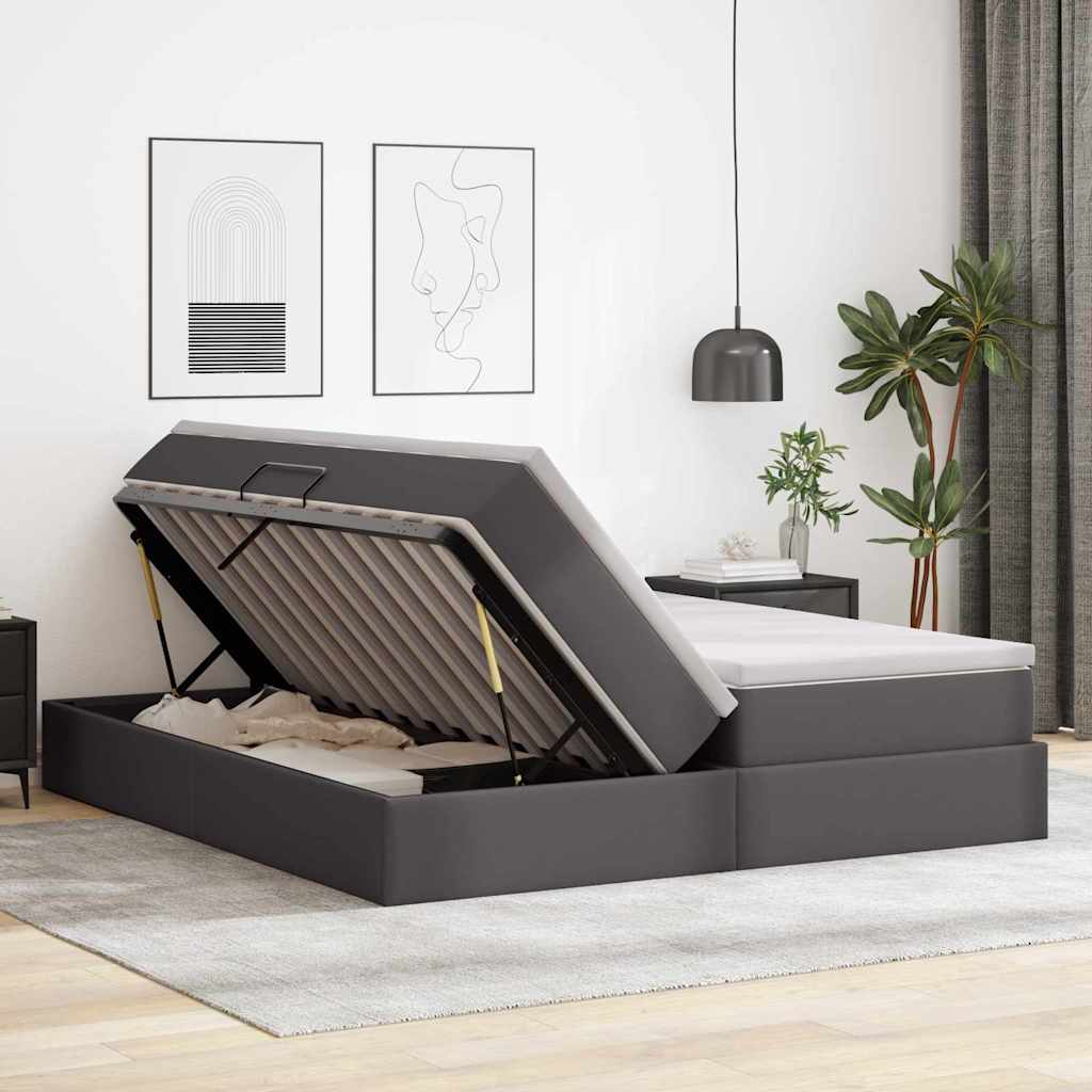 Opbergbed met matras met matras Grijs 180 x 200 cm Nep Leer is nu te koop bij PeponiXL, paradijselijk wonen!