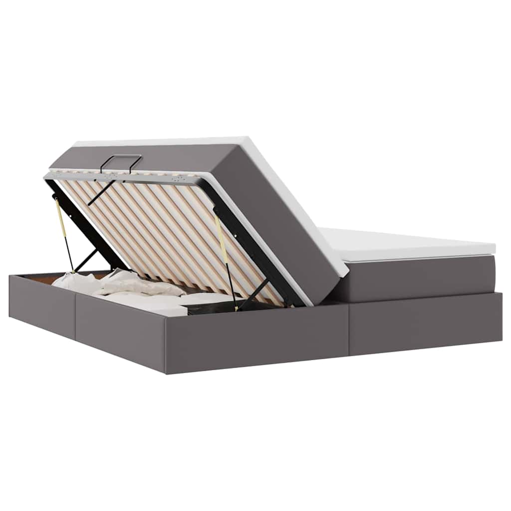 Opbergbed met matras met matras Grijs 180 x 200 cm Nep Leer is nu te koop bij PeponiXL, paradijselijk wonen!