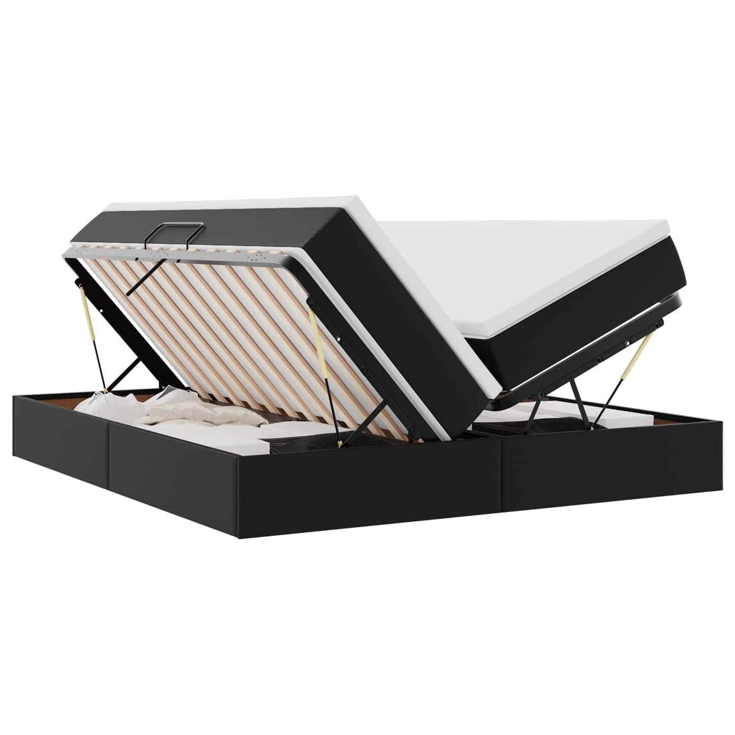 Opbergbed met matras met matras Zwart 200 x 200 cm Nep Leer is nu te koop bij PeponiXL, paradijselijk wonen!