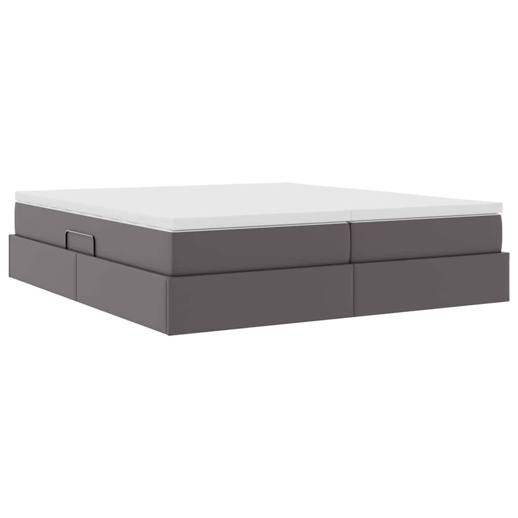 Opbergbed met matras met matras Grijs 200 x 200 cm Nep Leer is nu te koop bij PeponiXL, paradijselijk wonen!