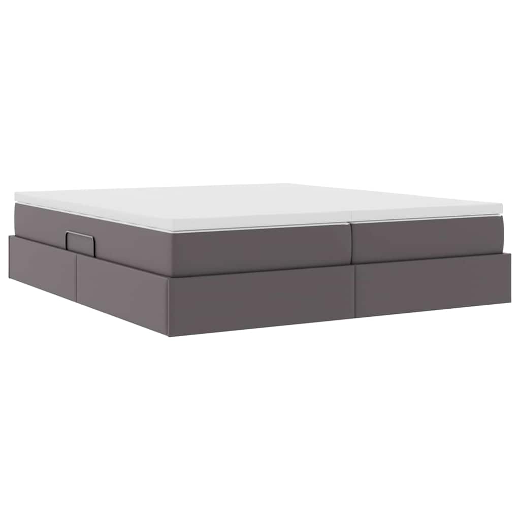 Opbergbed met matras met matras Grijs 200 x 200 cm Nep Leer is nu te koop bij PeponiXL, paradijselijk wonen!