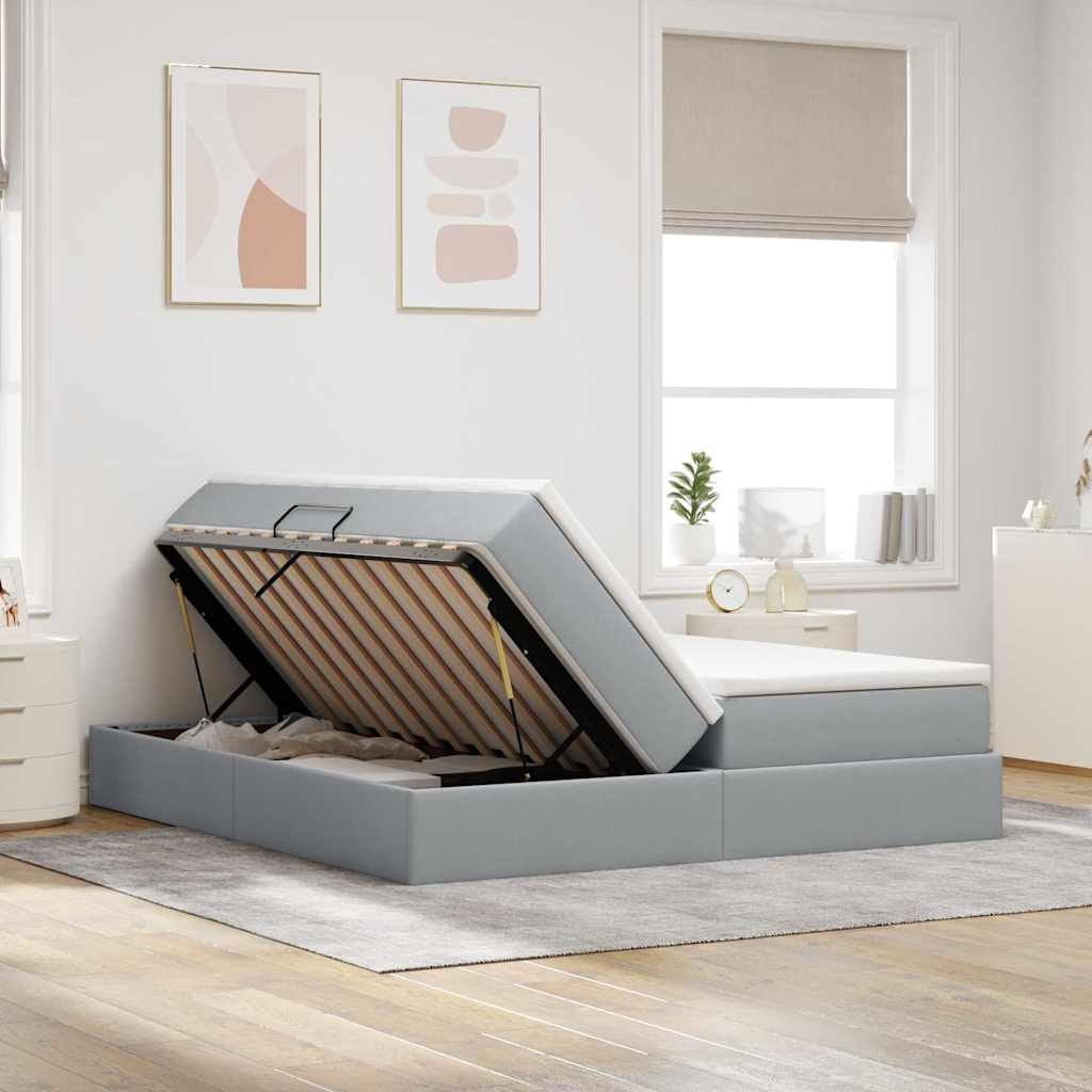 Opbergbed met matras Lichtgrijs 180 x 200 cm Polyester is nu te koop bij PeponiXL, paradijselijk wonen!