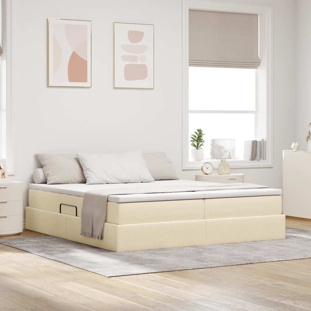 Opbergbed met matras met matras Crème 180 x 200 cm Polyester is nu te koop bij PeponiXL, paradijselijk wonen!
