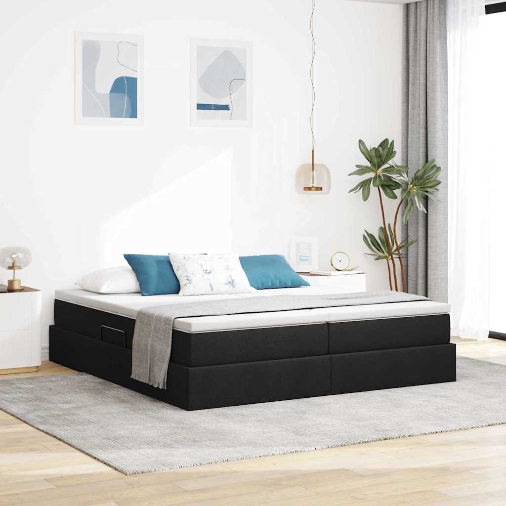 Opbergbed met matras met matras Zwart 200 x 200 cm Polyester is nu te koop bij PeponiXL, paradijselijk wonen!
