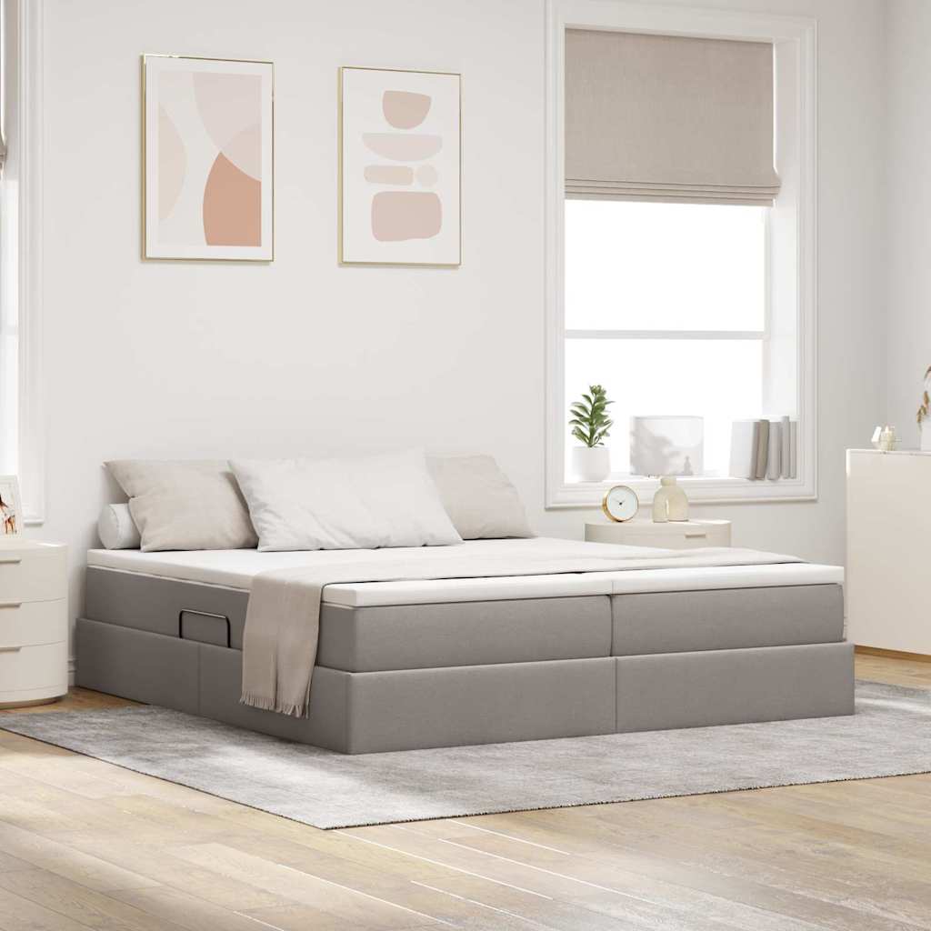 Opbergbed met matras met matras Taupe 200 x 200 cm Polyester is nu te koop bij PeponiXL, paradijselijk wonen!
