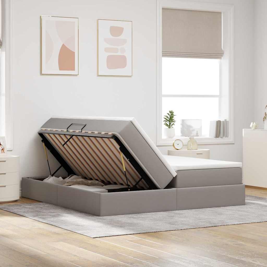 Opbergbed met matras met matras Taupe 200 x 200 cm Polyester is nu te koop bij PeponiXL, paradijselijk wonen!