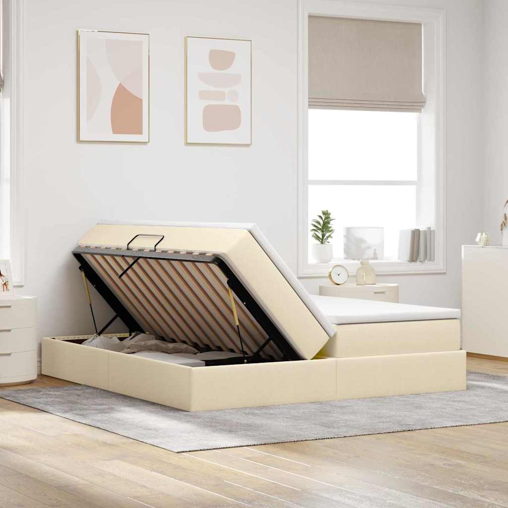 Opbergbed met matras met matras Crème 200 x 200 cm Polyester is nu te koop bij PeponiXL, paradijselijk wonen!