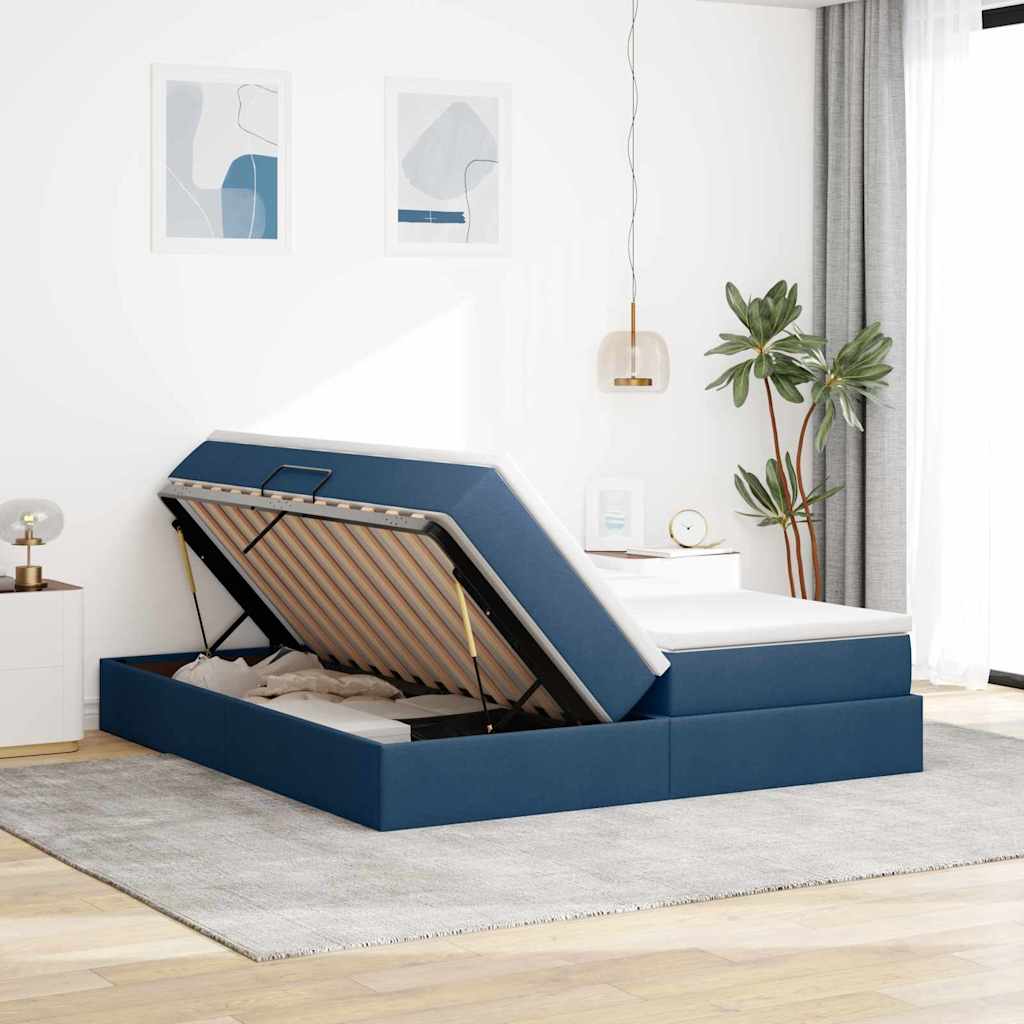 Opbergbed met matras met matras Blauw 200 x 200 cm Polyester is nu te koop bij PeponiXL, paradijselijk wonen!