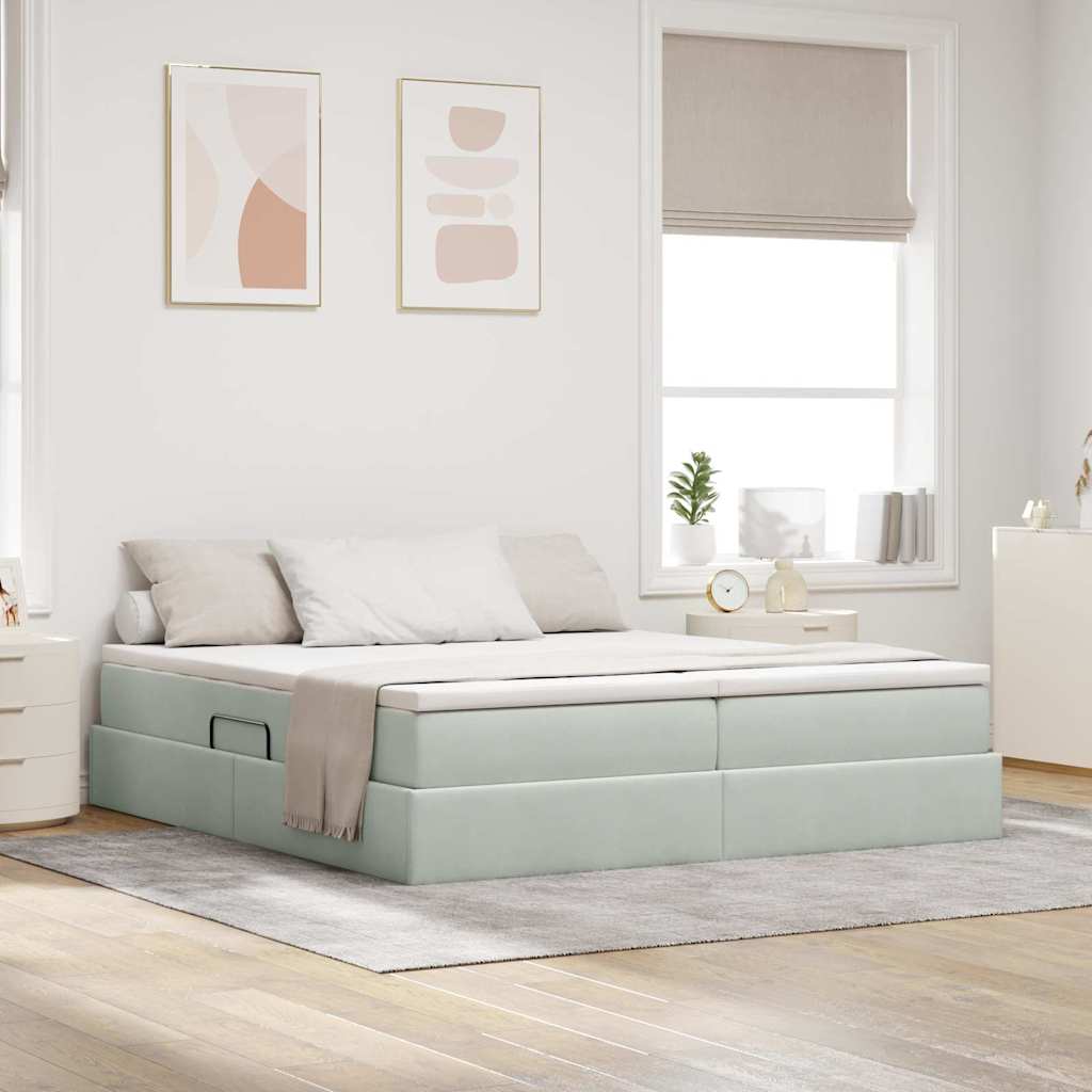 Opbergbed met matras met matras Lichtgrijs 180 x 200 cm Fluweel is nu te koop bij PeponiXL, paradijselijk wonen!