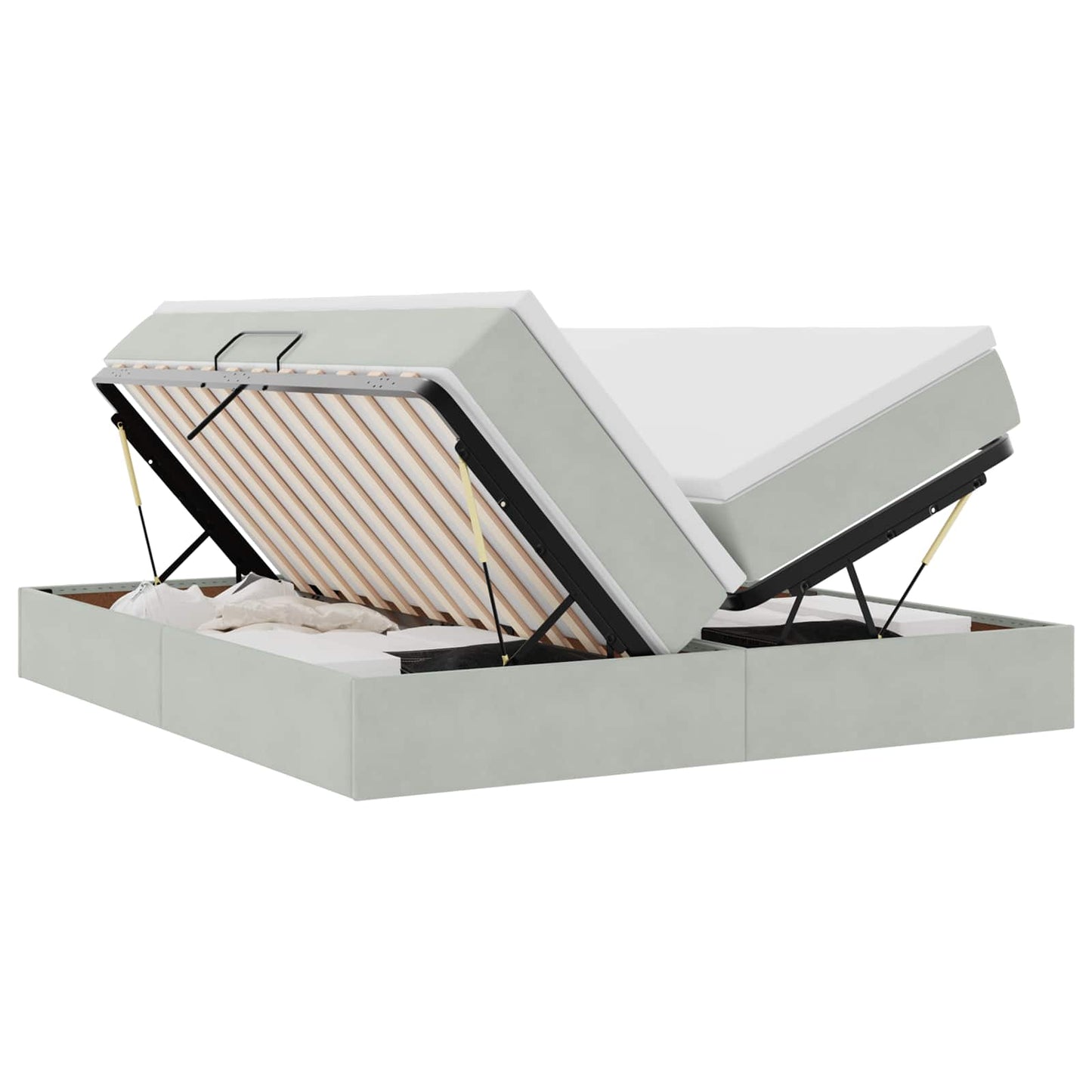 Opbergbed met matras met matras Lichtgrijs 180 x 200 cm Fluweel is nu te koop bij PeponiXL, paradijselijk wonen!