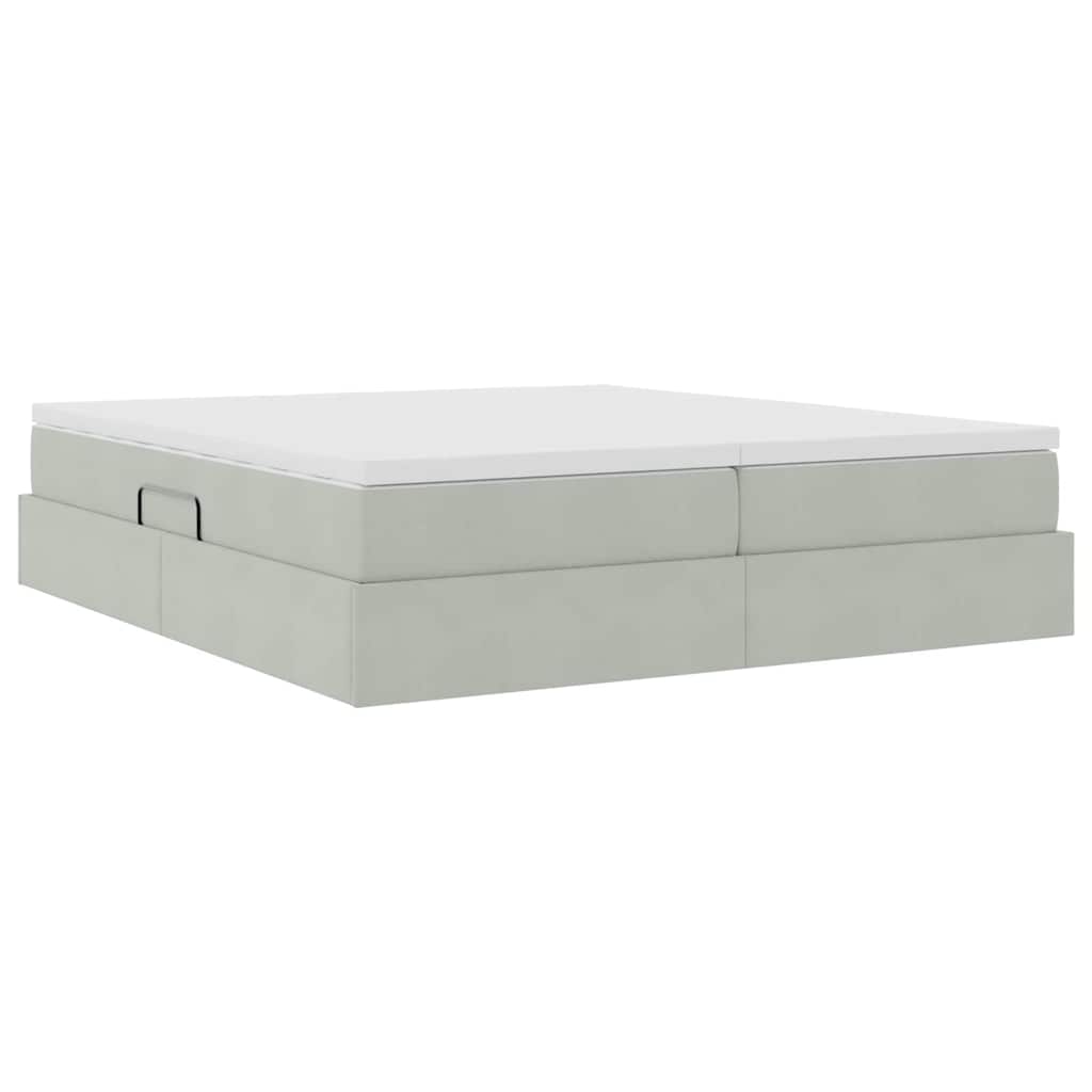 Opbergbed met matras met matras Lichtgrijs 180 x 200 cm Fluweel is nu te koop bij PeponiXL, paradijselijk wonen!